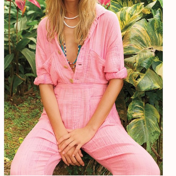 ⭐️ Madrid Cloth Button Boho Modern Peasant Farm Hipster Hippie Art Deco Jumpsuit